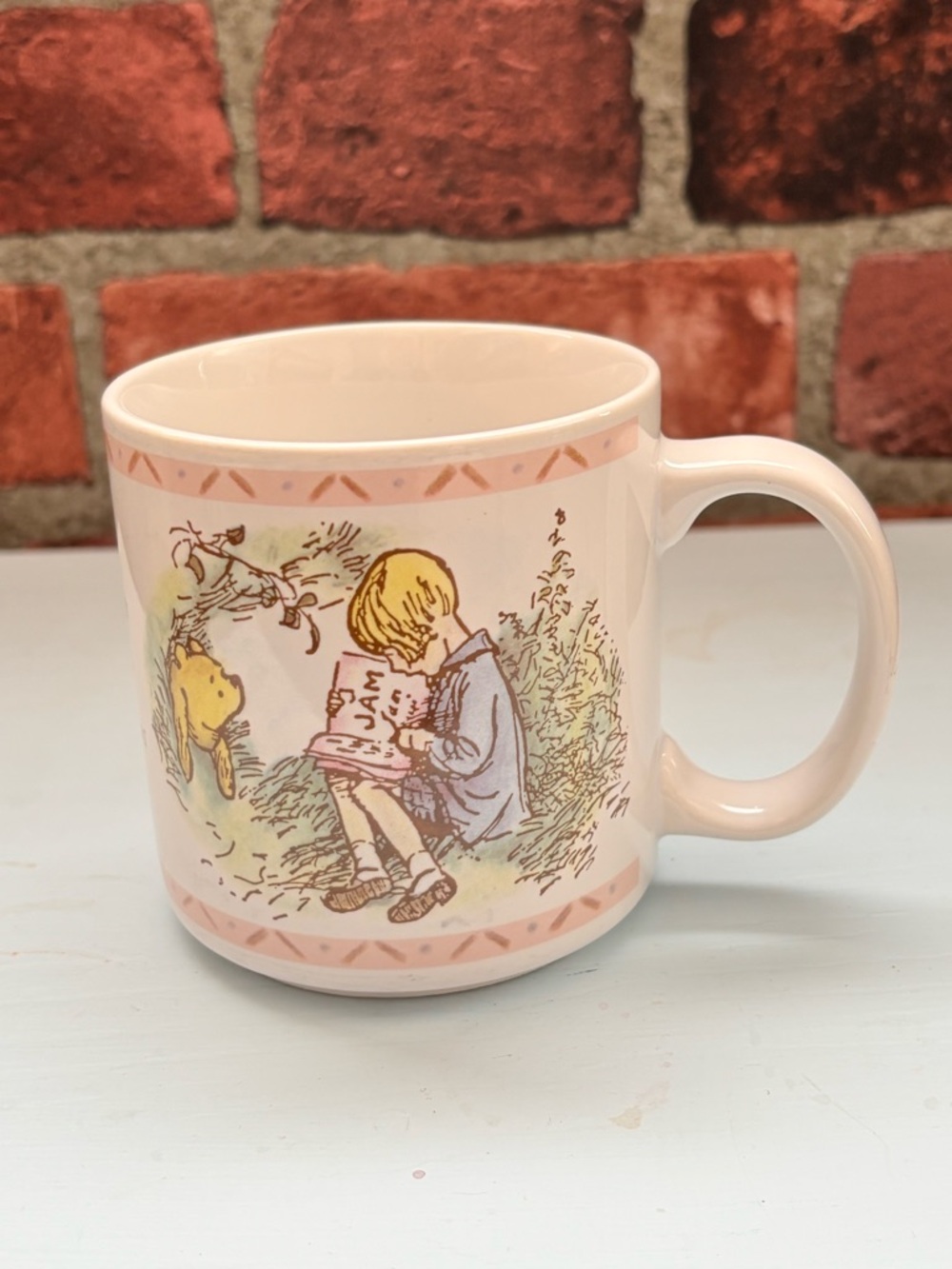 👛(ANY 2/$20)  Pink Winnie-the-Pooh Quote 10 oz Mug Capacity